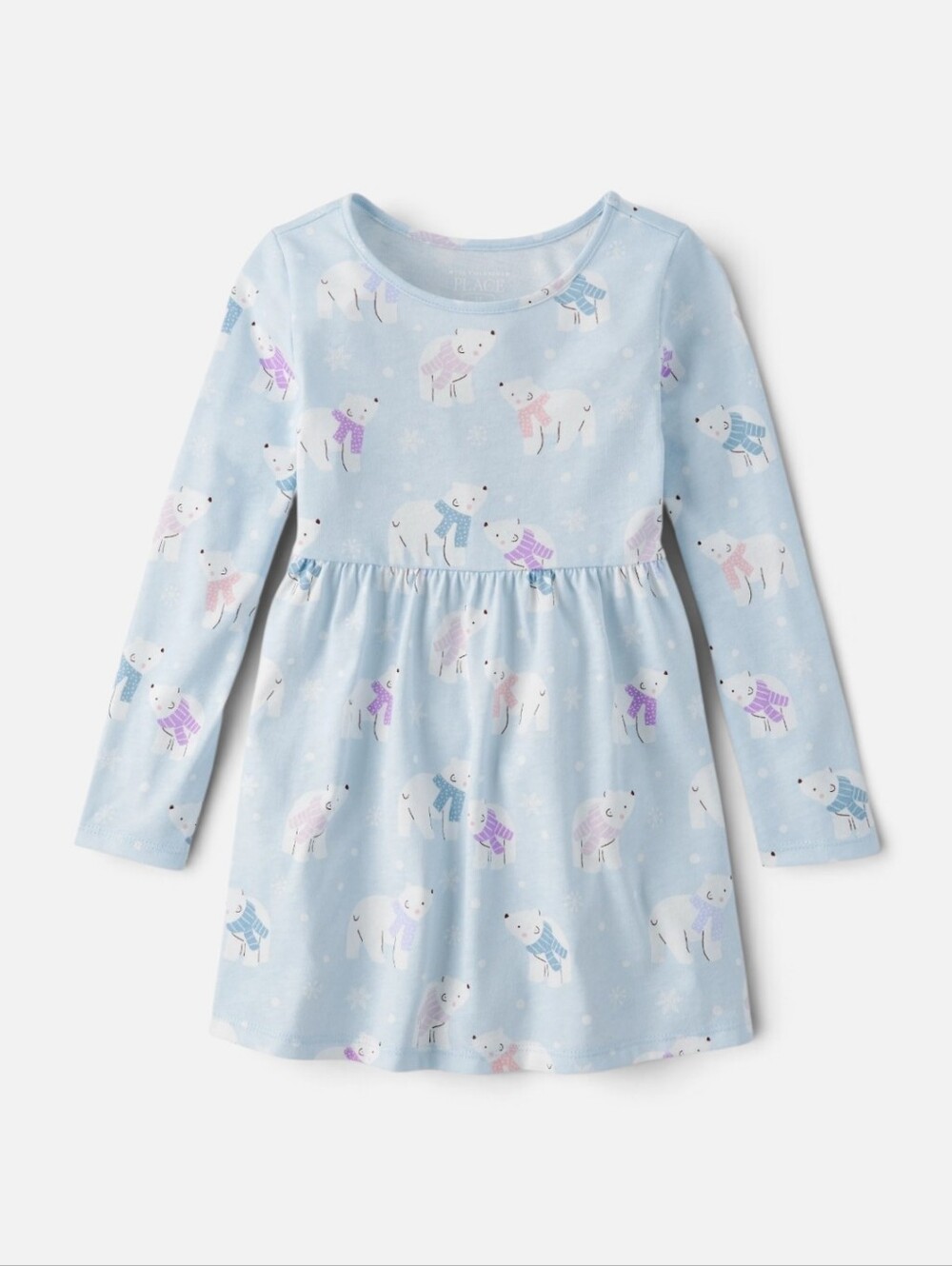 The Children's Place Lavender Polar Bear Print Long Sleeve Dress NWT 6-9 Months